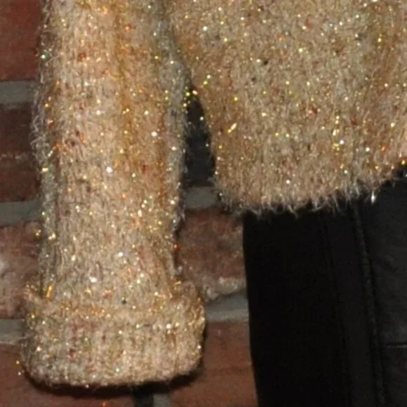 Anthropologie Maeve Twinkle Ivory Gold Tinsel Multicolor Knit Cardigan Sweater - Picture 9 of 9